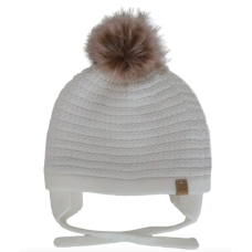 Calikids - Tuque d'hiver doublée en tricot doux avec pompom - Blanc